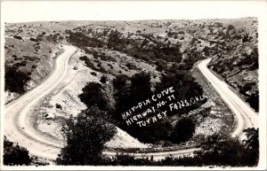 RPPC Hair Pin Curve, Turney Falls OK Vintage Postcard U69