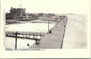 Postcard NY Long Island Colonial Hotel Boardwalk Rockaway C. 1905 L2