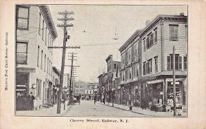 RAHWAY NEW JERSEY~CHERRY STREET STOREFRONTS~1900s MOORE'S SERIES POSTCARD