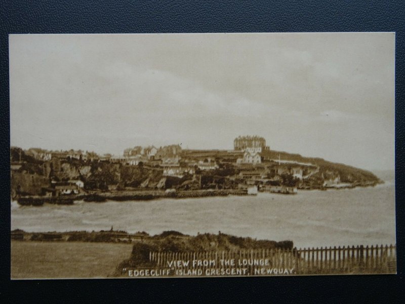 Cornwall NEWQUAY 'EDGECLIFF' Island Crescent LOUNG VIEW - Old Postcard