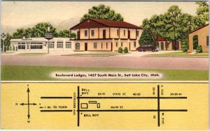 SALT LAKE CITY, UT Utah    BOULEVARD LODGES   c1940s  Roadside Linen    Postcard