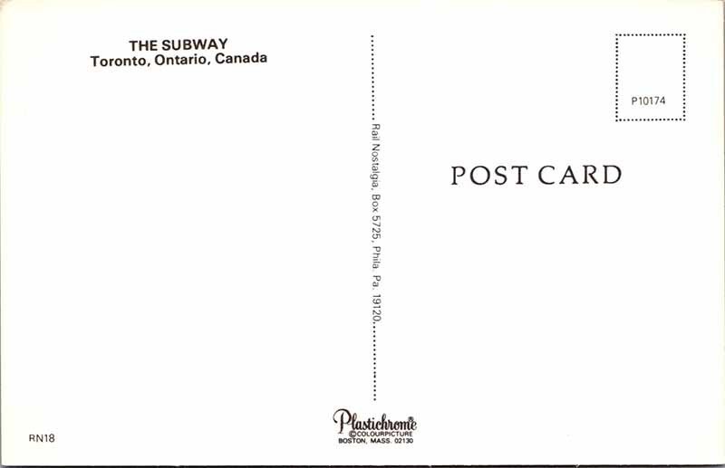 Postcard TRAIN SCENE Toronto Ontario ON AO2029