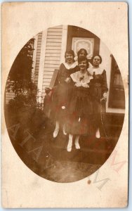 c1910s Outdoor House Happy Women RPPC Laughing Ladies Real Photo Victorian A159
