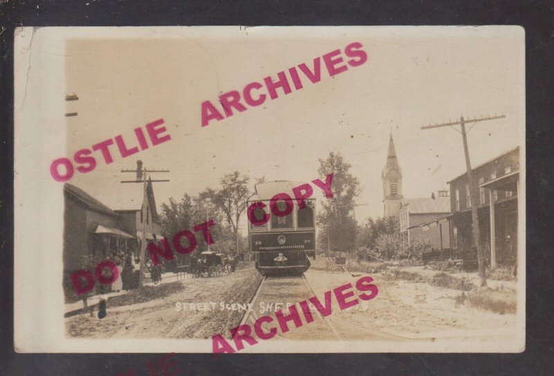 Sherwood WISCONSIN RPPC 1914 MAIN STREET Added On TROLLEY nr Appleton Hilbert KB