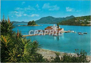 Postcard Modern Corfu Island and Monastery of Ulysses Vlachernes