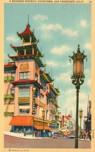 San Francisco CA-California, Business District Chinatown Street Vintage Postcard