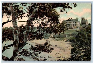 1914 Cape Cottage Casino From Trees Building View Stairs Portland ME Postcard