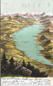 Switzerland Lac Léman Vintage Postcard 03.84