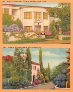 CA, California  Actresses CLAUDETTE COLBERT & DEANNA DURBIN Homes  *2* Postcards