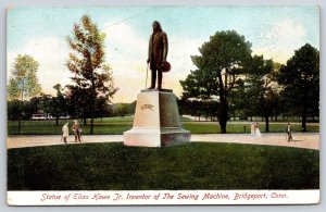 Bridgeport Connecticut~Seaside Park~Inventor Elias Howe Jr Statue~c1905 Postcard