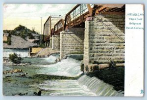 Janesville Wisconsin Postcard Wagon Road Bridge Dam Monterey 1910 Raphael Tuck