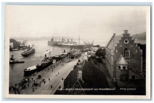 c1920's The Fortress Quay With Haakonshallen Bergen Norway RPPC Photo Postcard