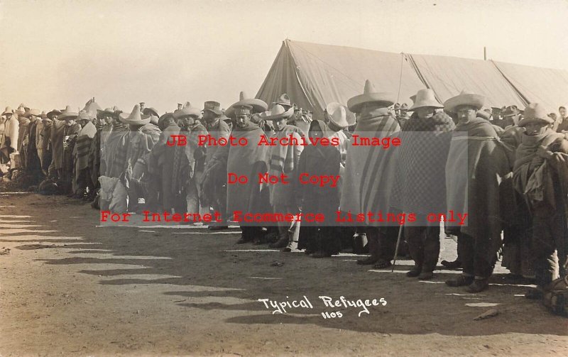 Mexico Border War, RPPC, Typical Scene of Refugees at a US Army Camp