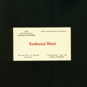 Southwind Motel Ocala Florida Vintage Business Card