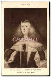 Old Postcard Portrait Of Woman Jeume Don Diego Velasquez