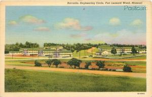 MO, Fort Leonard Wood, Missouri, Engineering Circle, Barracks, Curteich 1B-H982