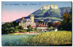 Old Postcard Lake D & # 39Annecy Duingt Le Chateau