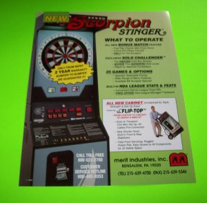 SCORPION STINGER DARTS ORIGINAL NOS ARCADE DART GAME SALES FLYER Vintage Retro