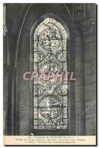 CARTE Postale Old Cathedral of Chartres E and L Stained glass inside the Floo...