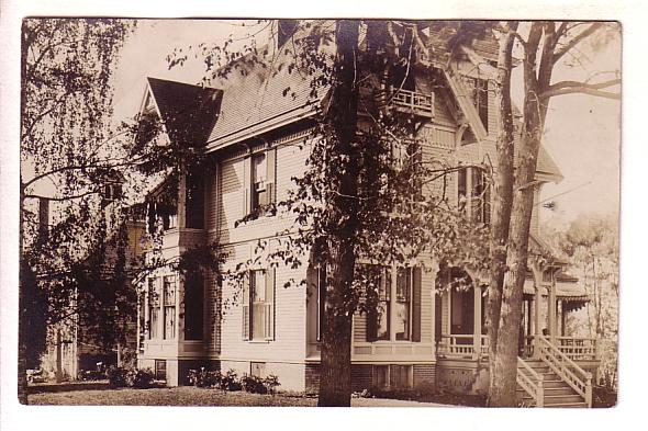 Real Photo, House in Bath Maine,Use 1909, Flag Cancel