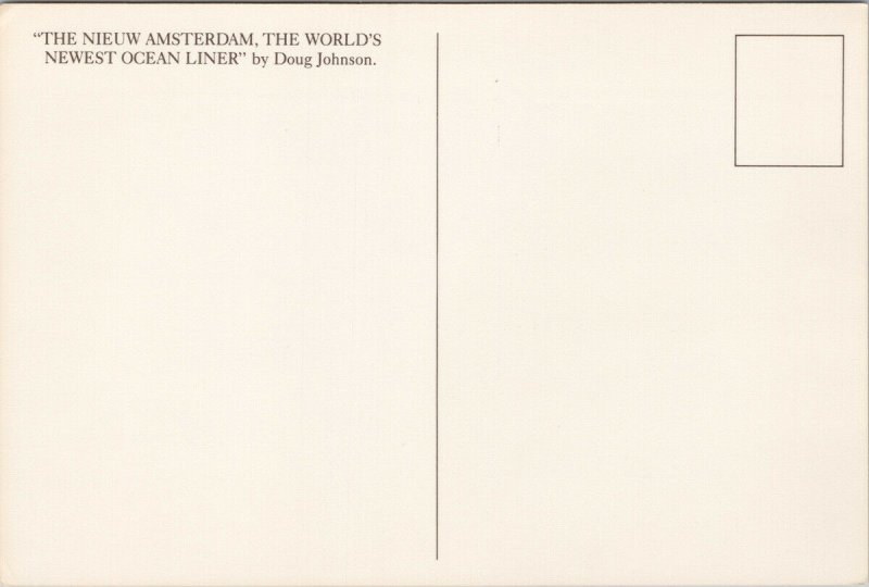 The Nieuw Amsterdam' Holland America Line Ship Boat Advert Unused Postcard C5