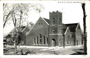 Beardstown, IL Illinois FIRST M.E. CHURCH Cass County 1945 Curteich B&W Postcard