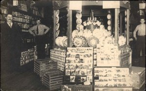 Agriculture Store Interior Seed Display Nice Details c1910 Real Photo Postcard