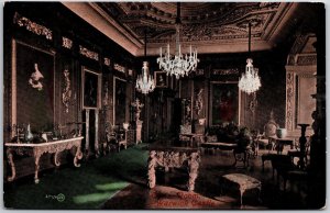 Cedar Room Warwick Castle England Interior Antiques Chandelier Postcard