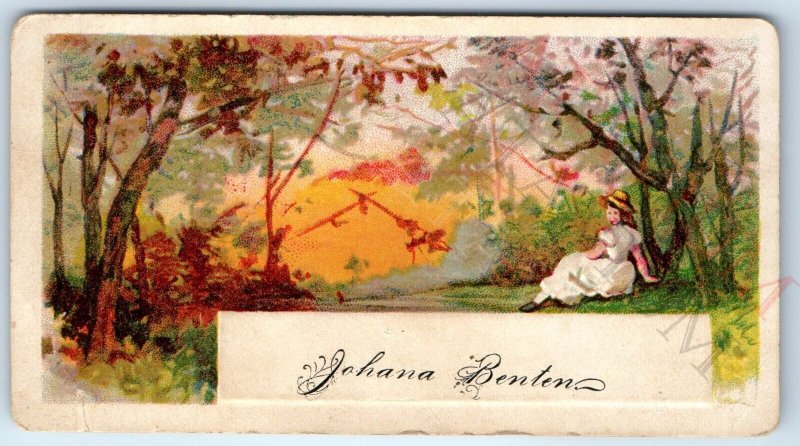 c1880s Johana Benten Name Calling Card Embossed Beautiful Woman Nature Trade C49