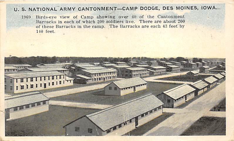 U.S. National Army Cantonment - Camp Dodge Des Moines, Iowa, USA Military 1917 