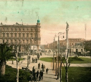 Plaza Libertad Montevideo Uraguay 1908 Vtg Postcard Posted Uraguay to Beach WA