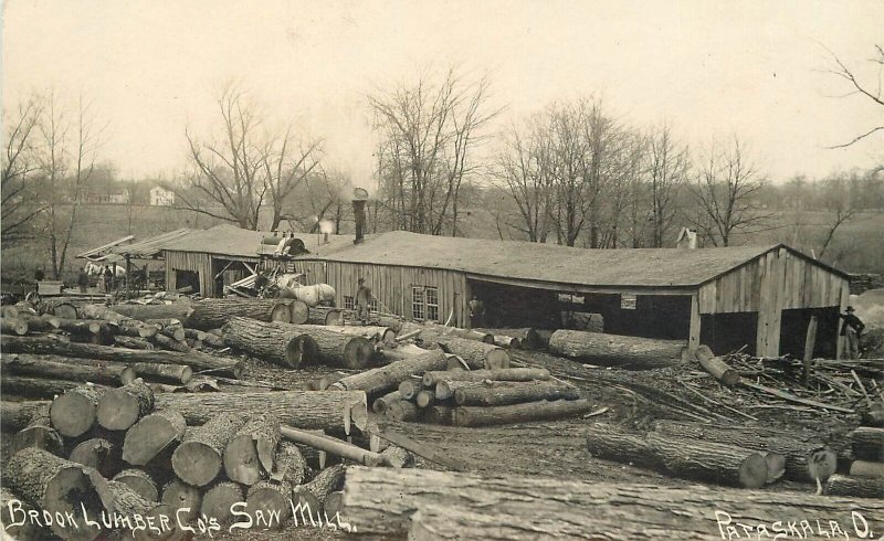 Postcard Ohio Pataskala 1909 Logging Lumber sawmill Brook Occupation 23-2125