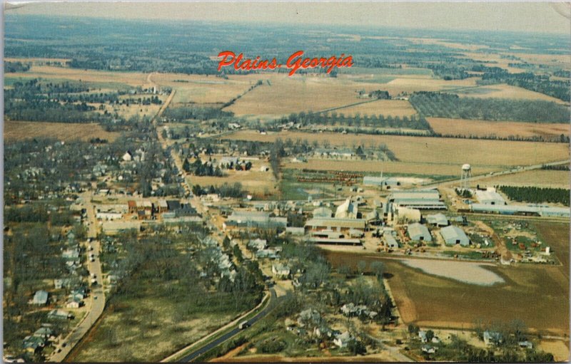 Aerial View Plains Georgia Vintage Postcard C369