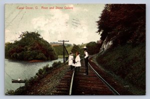 J87/ Canal Dover Ohio Postcard c1910 River and Stone Quarry Railroad  318