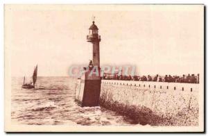 Old Postcard Treport Lighthouse and Boat Jetee