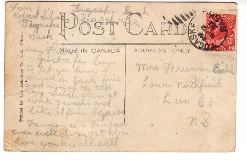 Victoria Ave Regina, Saskatchewan, Used 1922 Tugaske Cork Cancel