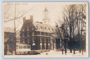 Poultney Vermont VT Postcard RPPC Photo Ames Hall T C A Building 1909 Antique