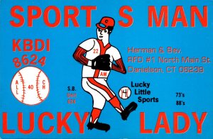 QSL Card Sports Man & Lucky Lady Herman & Bev Danielson Connecticut