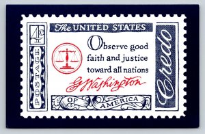 1976 Washington Credo Observe Good Faith Bicentennial Stamp Postcard OKPEX