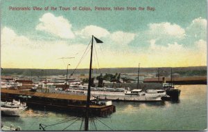 Panama Panoramic View Of The Town of Colon From The Bay Vintage Postcard C099
