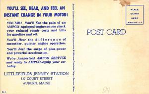 Auburn ME Littlefields Jenney Station Ampco Vampco Lubricator Linen Postcard