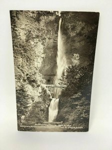 Multnomah Falls Oregon RPPC Postcard Columbia River Real Photo Bridge