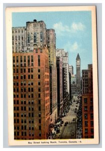 Vintage 1920s Postcard Bay Street looking North, Toronto, Canada