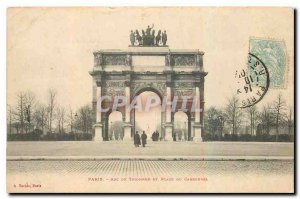 Old Postcard Paris Arc de Triomphe and Place du Carrousel