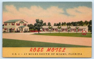HOMESTEAD, Florida FL ~ Roadside ROSE MOTEL 1940s Rose Free Postcard