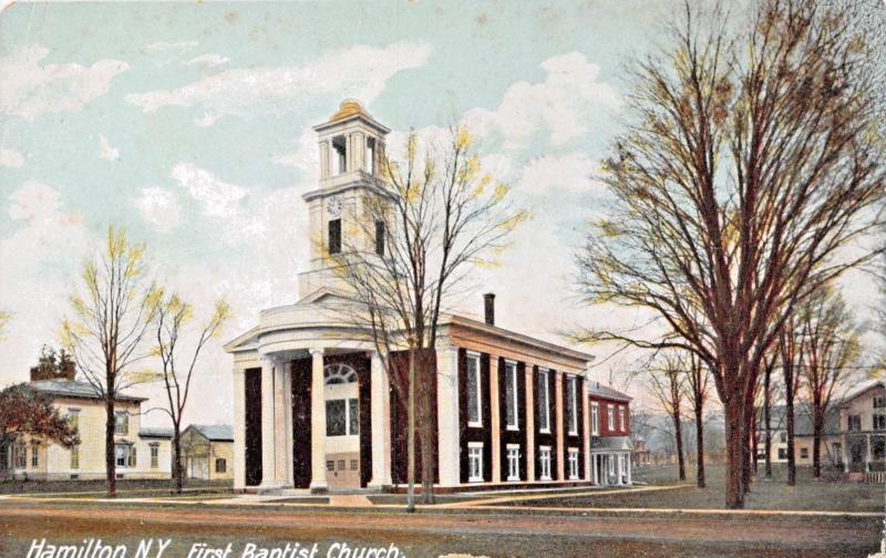 HAMILTON NEW YORK~FIRST BAPTIST CHURCH POSTCARD 1900s