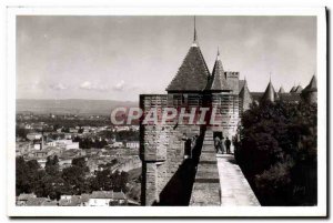 Old Postcard Carcassonne city The walkway circling of the city