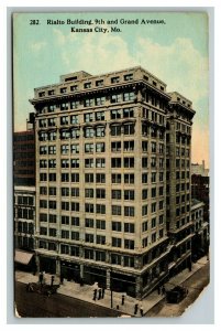 Vintage 1910's Postcard Rialto Building 9th & Grand Avenue Kansas City Missouri