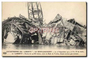 Old Postcard Boat War armor Disaster Liberte 1911