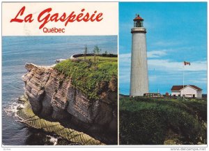 Cap-Bon-Ami and the Lighthouse of Cap-Des-Rosiers in Forillon Park, La Gaspe,...